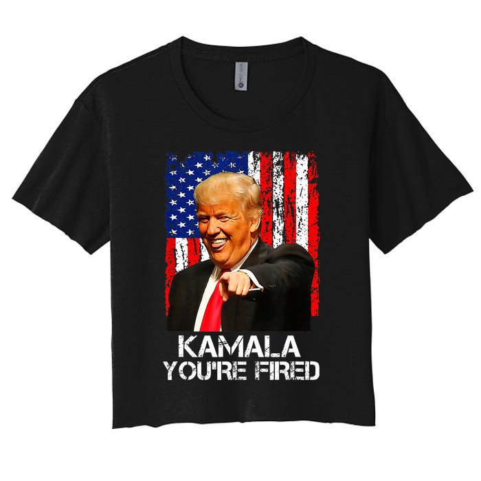 Kamala YouRe Fired Funny President Trump Laughing At Kamala Women's Crop Top Tee