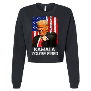 Kamala YouRe Fired Funny President Trump Laughing At Kamala Cropped Pullover Crew