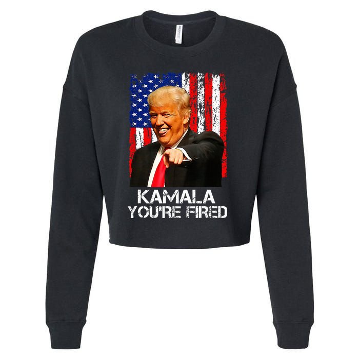 Kamala YouRe Fired Funny President Trump Laughing At Kamala Cropped Pullover Crew