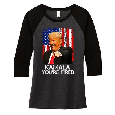 Kamala YouRe Fired Funny President Trump Laughing At Kamala Women's Tri-Blend 3/4-Sleeve Raglan Shirt