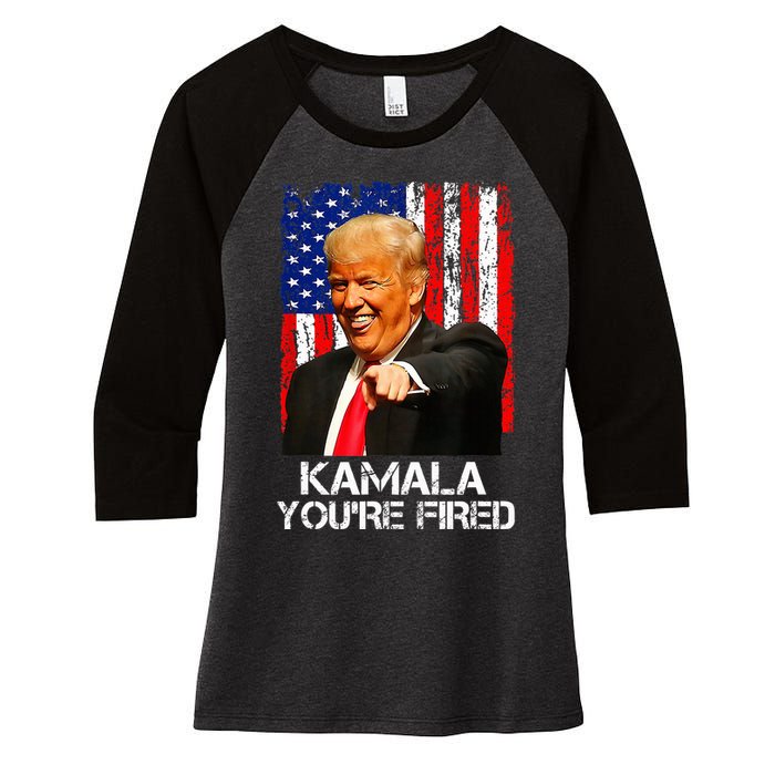 Kamala YouRe Fired Funny President Trump Laughing At Kamala Women's Tri-Blend 3/4-Sleeve Raglan Shirt