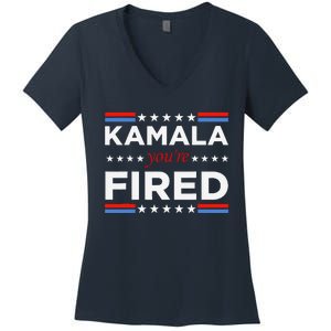 Kamala YouRe Fired Funny President Trump Laughing At Kamala Women's V-Neck T-Shirt