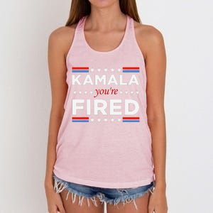 Kamala YouRe Fired Funny President Trump Laughing At Kamala Women's Knotted Racerback Tank