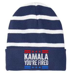 Kamala YouRe Fired 2024 Vote Trump Political Striped Beanie with Solid Band