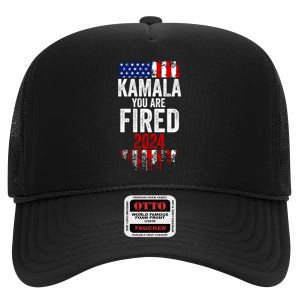 Kamala YouRe Fired Funny Anti Kamala Harris Election 2024 High Crown Mesh Back Trucker Hat