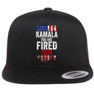 Kamala YouRe Fired Funny Anti Kamala Harris Election 2024 Flat Bill Trucker Hat