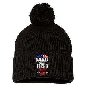 Kamala YouRe Fired Funny Anti Kamala Harris Election 2024 Pom Pom 12in Knit Beanie