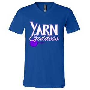 Knitting Yarn Goddess Crocheting Lovers Grandma Mom Funny Gift V-Neck T-Shirt