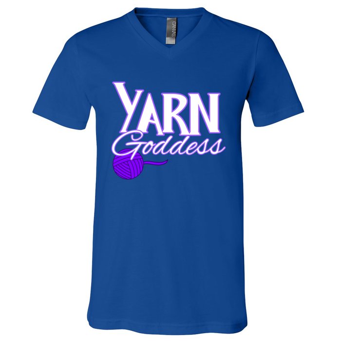 Knitting Yarn Goddess Crocheting Lovers Grandma Mom Funny Gift V-Neck T-Shirt