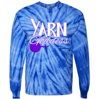 Knitting Yarn Goddess Crocheting Lovers Grandma Mom Funny Gift Tie-Dye Long Sleeve Shirt