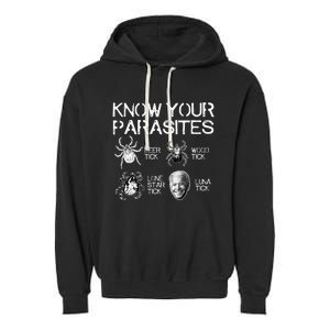 Know Your Parasites Tick Biden (on back) Classic Garment-Dyed Fleece Hoodie