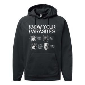 Know Your Parasites Tick Biden (on back) Classic Performance Fleece Hoodie