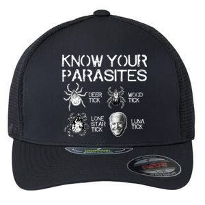 Know Your Parasites Tick Biden (on back) Classic Flexfit Unipanel Trucker Cap