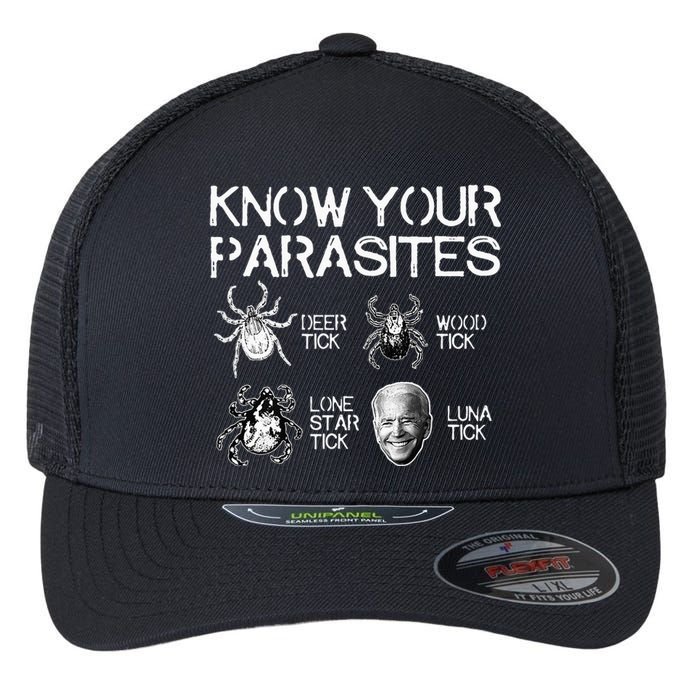 Know Your Parasites Tick Biden (on back) Classic Flexfit Unipanel Trucker Cap