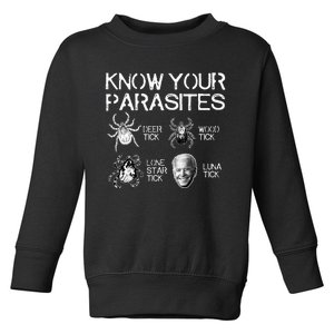 Know Your Parasites Tick Biden (on back) Classic Toddler Sweatshirt