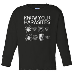 Know Your Parasites Tick Biden (on back) Classic Toddler Long Sleeve Shirt