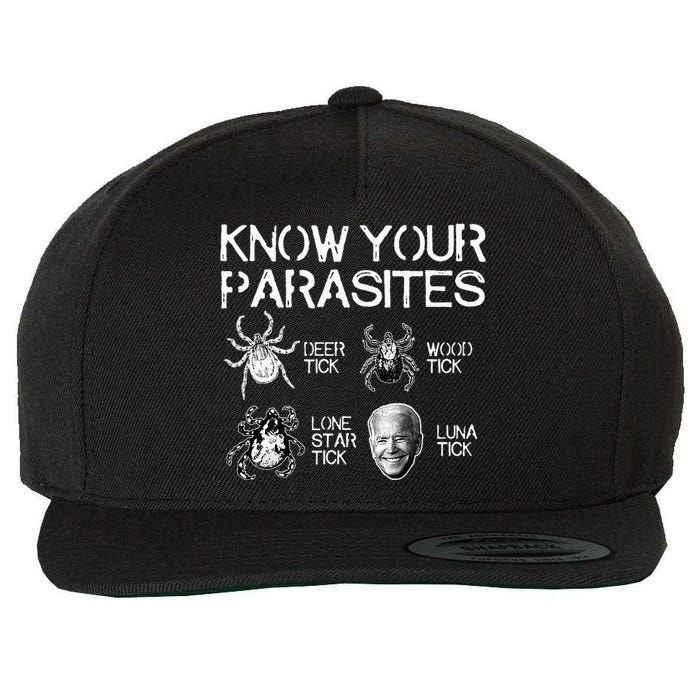 Know Your Parasites Tick Biden (on back) Classic Wool Snapback Cap