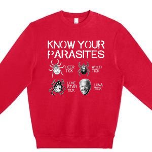 Know Your Parasites Tick Biden (on back) Classic Premium Crewneck Sweatshirt