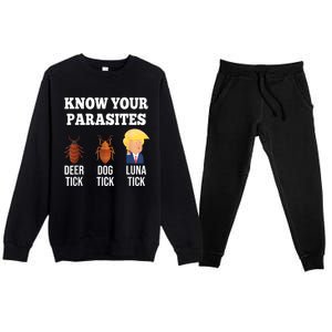 Know Your Parasites Antitrump Funny Luna Tick Resist Premium Crewneck Sweatsuit Set