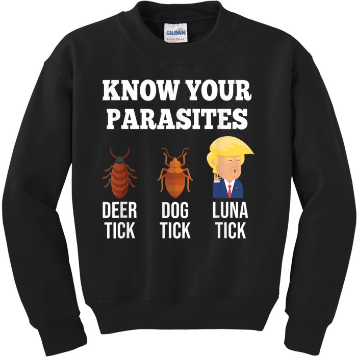 Know Your Parasites Antitrump Funny Luna Tick Resist Kids Sweatshirt