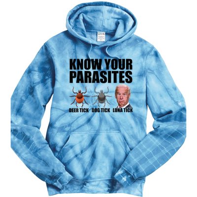 Know Your Parasites Anti Biden Funny Joe Biden Parody Tie Dye Hoodie