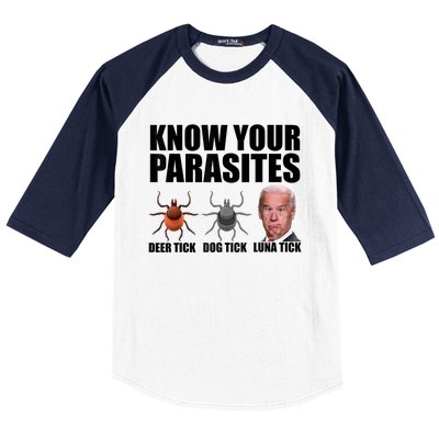 Know Your Parasites Anti Biden Funny Joe Biden Parody Baseball Sleeve Shirt