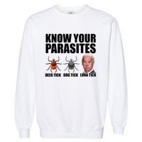 Know Your Parasites Anti Biden Funny Joe Biden Parody Garment-Dyed Sweatshirt