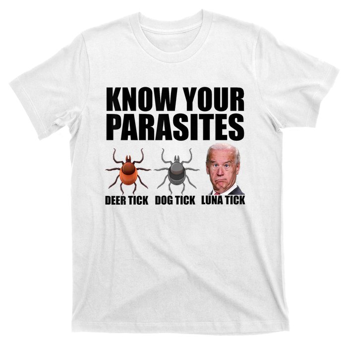 Know Your Parasites Anti Biden Funny Joe Biden Parody T-Shirt