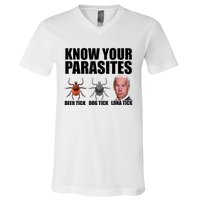 Know Your Parasites Anti Biden Funny Joe Biden Parody V-Neck T-Shirt