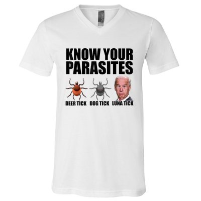 Know Your Parasites Anti Biden Funny Joe Biden Parody V-Neck T-Shirt