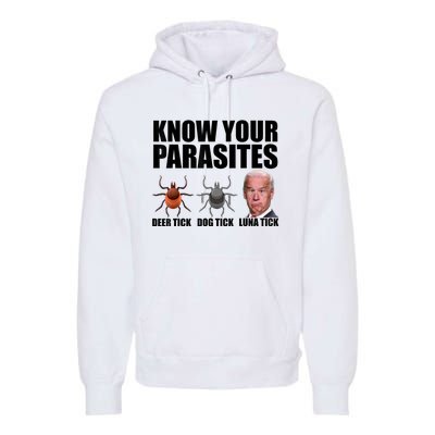 Know Your Parasites Anti Biden Funny Joe Biden Parody Premium Hoodie