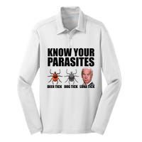 Know Your Parasites Anti Biden Funny Joe Biden Parody Silk Touch Performance Long Sleeve Polo