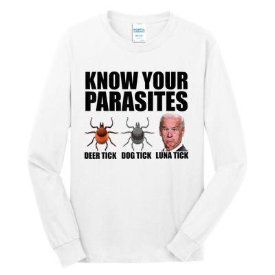 Know Your Parasites Anti Biden Funny Joe Biden Parody Tall Long Sleeve T-Shirt