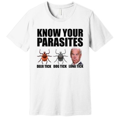 Know Your Parasites Anti Biden Funny Joe Biden Parody Premium T-Shirt