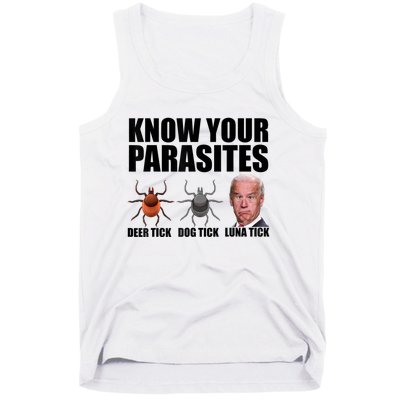 Know Your Parasites Anti Biden Funny Joe Biden Parody Tank Top