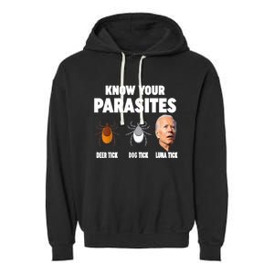 Know Your Parasites Anti Joe Biden Garment-Dyed Fleece Hoodie