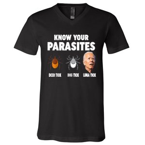 Know Your Parasites Anti Joe Biden V-Neck T-Shirt