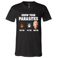 Know Your Parasites Anti Joe Biden V-Neck T-Shirt