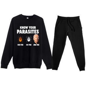 Know Your Parasites Anti Joe Biden Premium Crewneck Sweatsuit Set