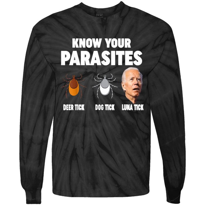 Know Your Parasites Anti Joe Biden Tie-Dye Long Sleeve Shirt