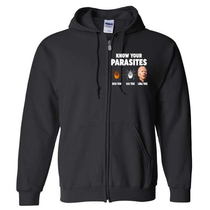 Know Your Parasites Anti Joe Biden Full Zip Hoodie