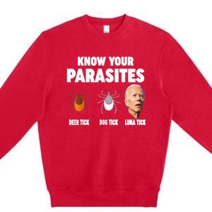 Know Your Parasites Anti Joe Biden Premium Crewneck Sweatshirt