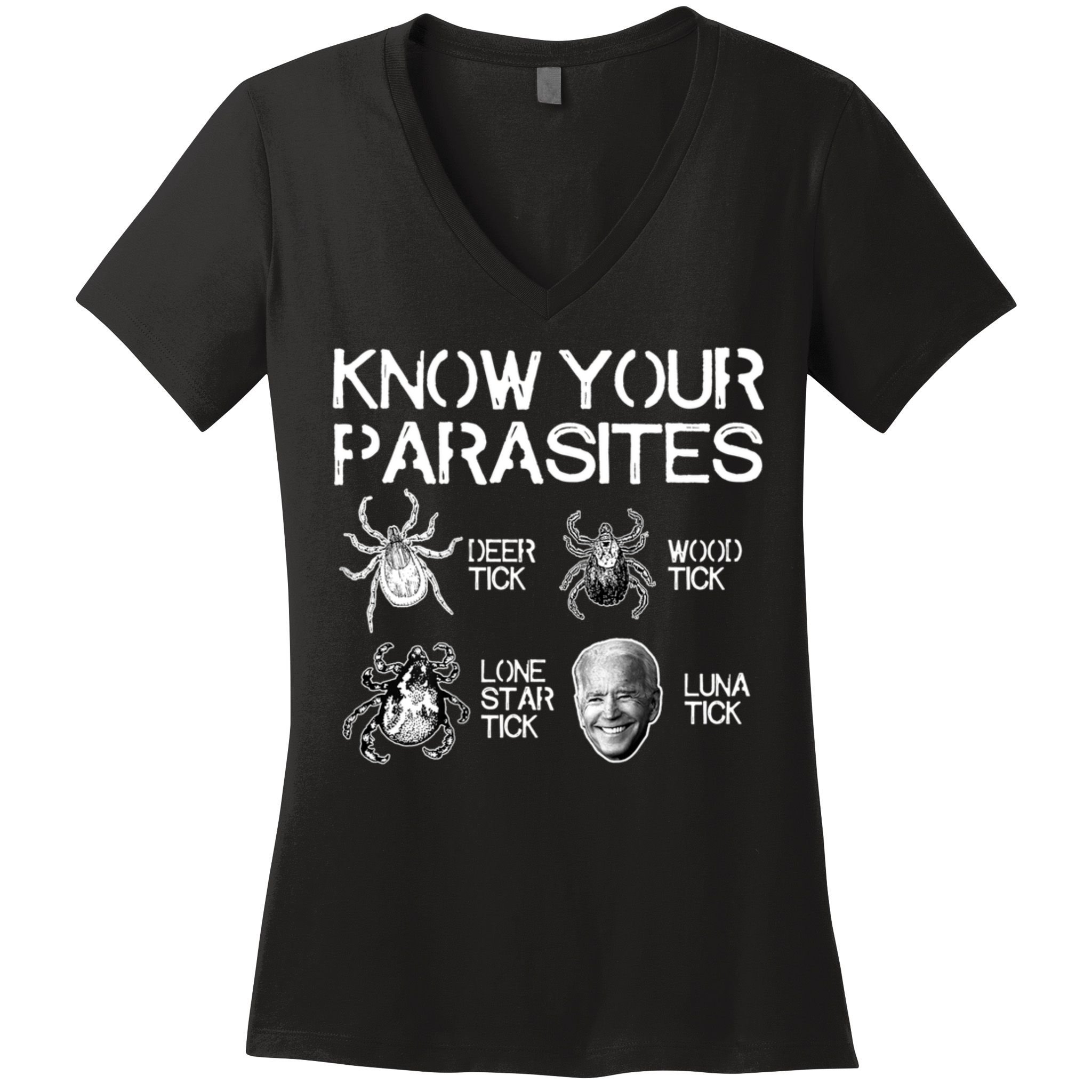Know Your Parasites Tick Biden Women's V-Neck T-Shirt