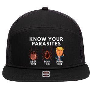 Know Your Parasites Deer Tick Dog Tick Luna Tick Anti Trump 7 Panel Mesh Trucker Snapback Hat