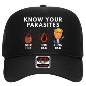 Know Your Parasites Deer Tick Dog Tick Luna Tick Anti Trump High Crown Mesh Back Trucker Hat