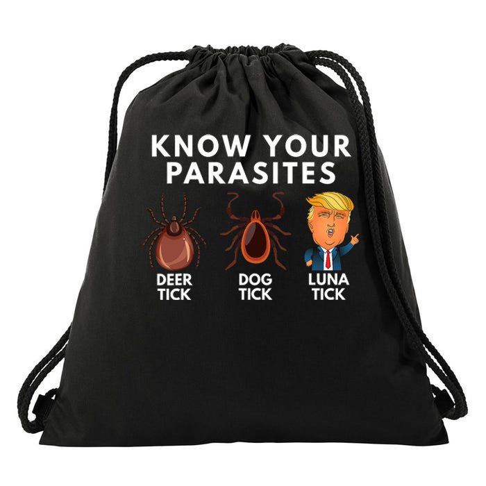 Know Your Parasites Deer Tick Dog Tick Luna Tick Anti Trump Drawstring Bag