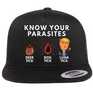 Know Your Parasites Deer Tick Dog Tick Luna Tick Anti Trump Flat Bill Trucker Hat