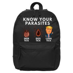 Know Your Parasites Deer Tick Dog Tick Luna Tick Anti Trump 16 in Basic Backpack