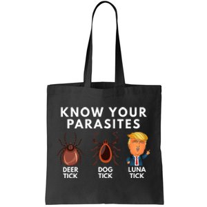 Know Your Parasites Deer Tick Dog Tick Luna Tick Anti Trump Tote Bag