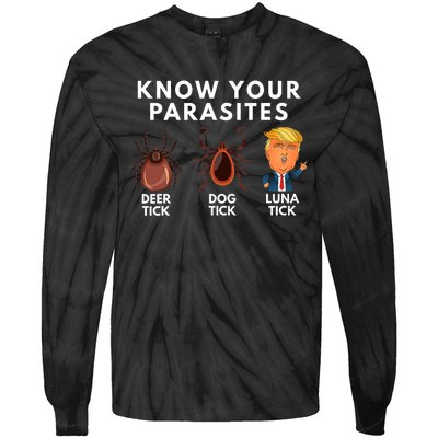 Know Your Parasites Deer Tick Dog Tick Luna Tick Anti Trump Tie-Dye Long Sleeve Shirt